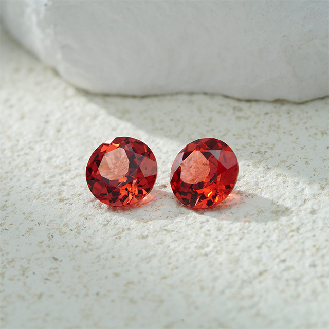 Round Brilliant Cut Pink Padparadscha Color Lab Grown Gemstones