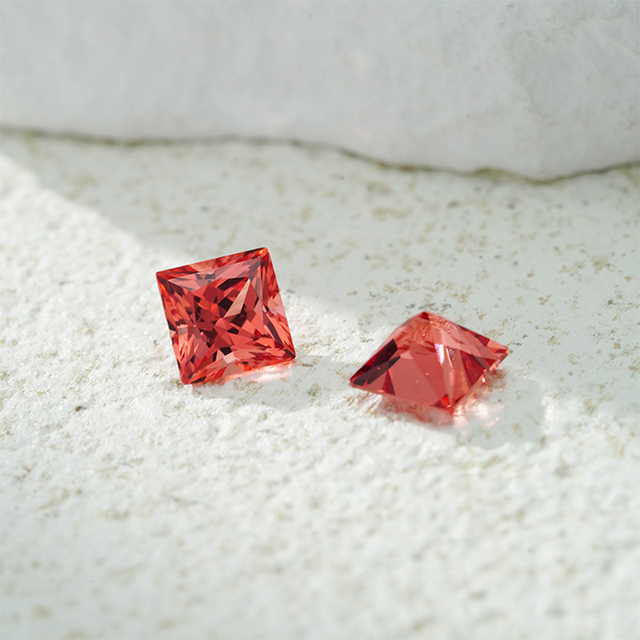 Princess Cut Pink Padparadscha Color Lab Grown Gemstones