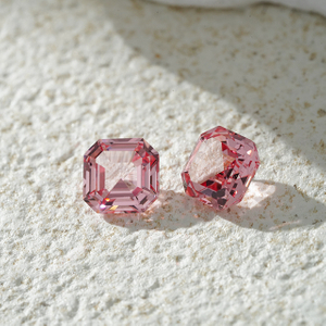 Asscher Cut Pink Padparadscha Color Lab Grown Gemstones