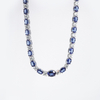 14K White Gold Oval Cut Lab Grown Sapphire and Round Brilliant Cut Moissanite Diamond Necklace