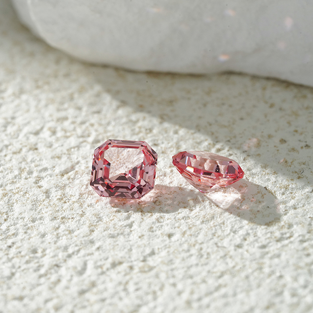 Asscher Cut Pink Padparadscha Color Lab Grown Gemstones