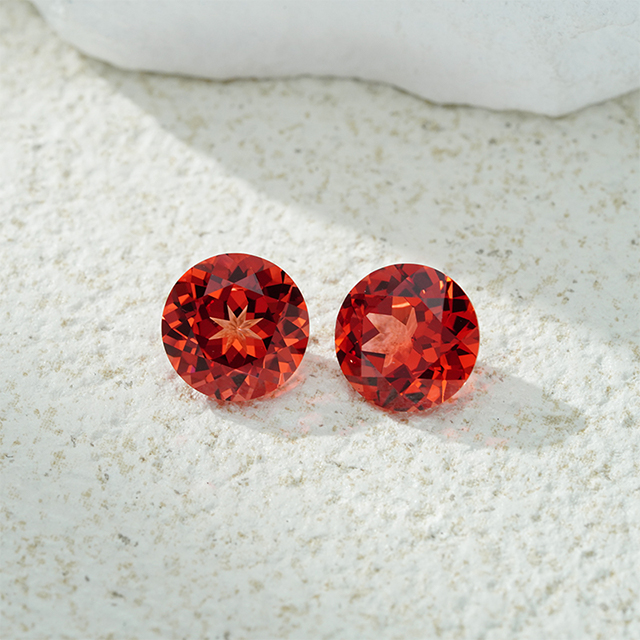 Round Brilliant Cut Pink Padparadscha Color Lab Grown Gemstones