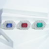 14K White Gold Emerald Cut Lab Grown Gemstones Diamond Pendants