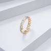 14K Gold Heart Cut Lab Grown Gemstones Bezel Set Diamond Eternity Rings