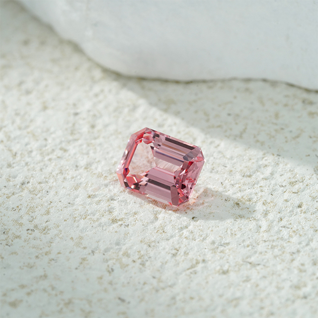 Octagon Emerald Cut Pink Padparadscha Color Loose Lab Grown Gemstones