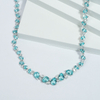 14K White Gold Pear Cut Lab Grown Paraiba Sapphire and Moissanite Luxury Diamond Necklace