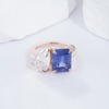 Toi Et Moi 14K Soild Gold Lab Sapphire And Moissanite Ring