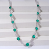 14K White Gold Round Round Cut Lab Grown Emerald and Moissanite Diamond Necklace 