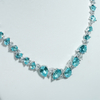 14K White Gold Pear Cut Lab Grown Paraiba Sapphire and Moissanite Luxury Diamond Necklace